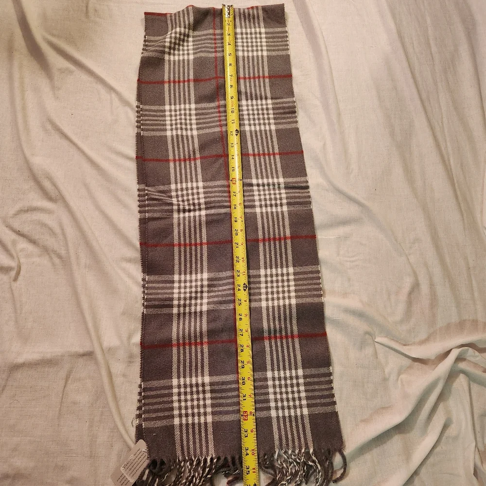 All About The Scarf Gray and Red Plaid Men's Scarf New